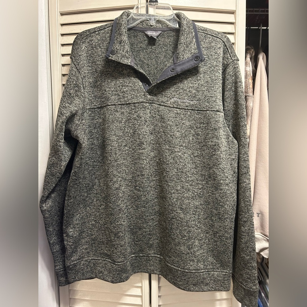 Eddie Bauer Mens Button Up Sweater Casual Knit Size Large